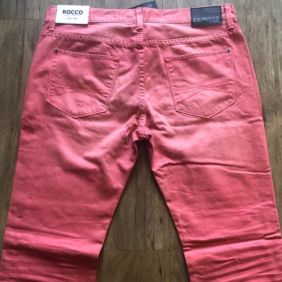Express Red Distressed Slim Fit  Jeans - Picture 2 of 8